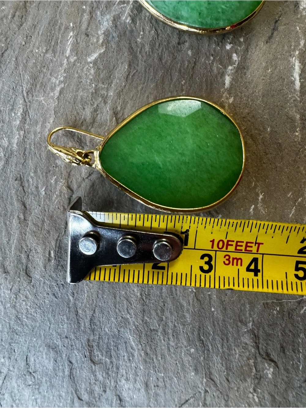 Stella & Dot Green Teardrop Stone Earrings with Gold Tone